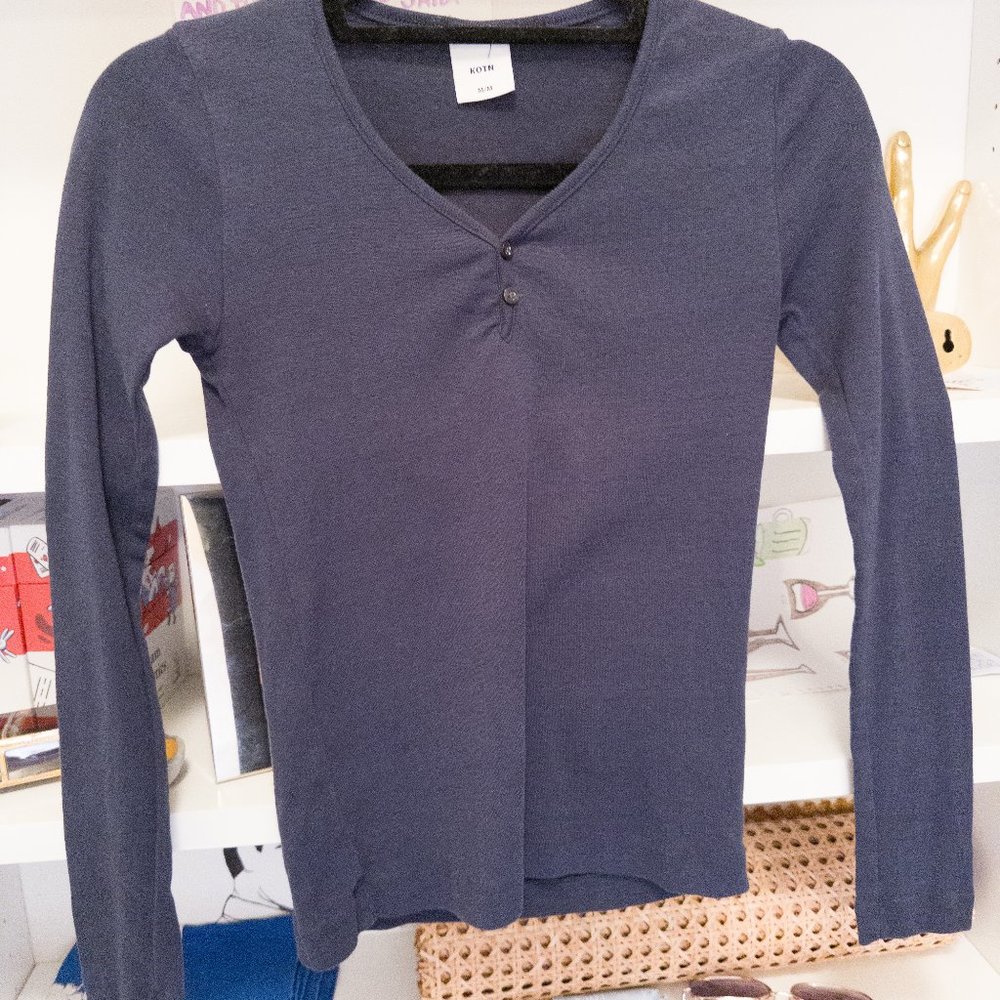 Navy Long Sleeve Cotton Tee
